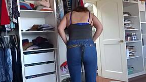 Stepmother is recorded getting dressed lets herself be fondled and masturbates