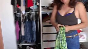 Stepmother is recorded getting dressed lets herself be fondled and masturbates