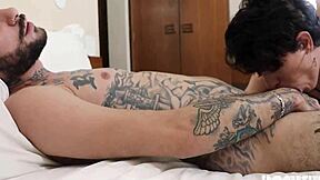 Teen brunette deepthroats and takes anal with monster cock