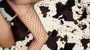 Fishnet underwear looks very exciting in close up homemade view