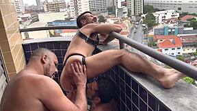 Net Technician Fucks Guys' Asses In Bareback Double Penetration Outdoor!