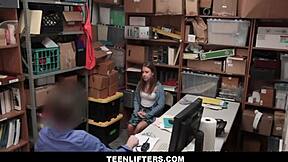 Shy teen shoplifter Brooke Bliss fucks officer Ryan McLane for a deal!