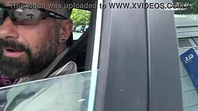 Behind scenes of hairy Christina Santes banging in car with group