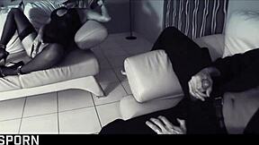 Elegant blonde milf enjoys sensual licking and fucking in missionary with cum in mouth