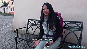 public agent stranded thai facialised by stranger