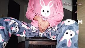 teen 18+ stepdaughter in pajama with small boobs teasing and playing