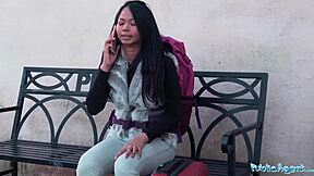 public agent stranded thai facialised by stranger