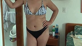 Beautiful Stepmother In Bikini On Beach Shows Off For Guy