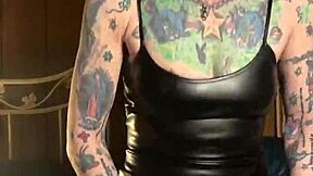 tattooed milf hotink4u orgasms intensely riding a dildo hard