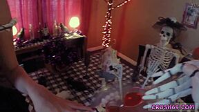 step sister swallows in taboo halloween fun