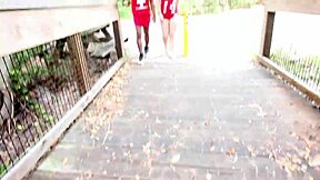 Public lifeguard with piercing gives blowjob on break to black cock