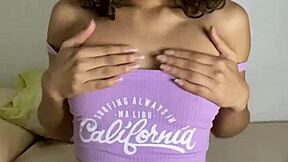 Horny 18+ Stepsister Plays with Big Black Dildo