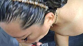 Latina Stepmom Sucks Cock Outdoors With Her Cute Ass