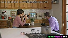 Familyorgasm - Old Man Bangs Daring Stepdaughter and Wife in Kitchen