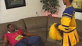 Ebony Cheerleaders Ride Hard In Doggystyle And Cowgirl