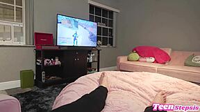 horny stepsis distracts step-bro from gaming with tight pussy ride - shr0oms q - johnny love!