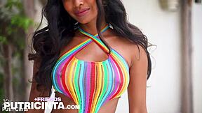 Pretty Horny Putri Cinta Touches Bald Pussy and Tanned Boobs