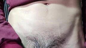 Young Latina amateur slaps her hard cock for a big cumshot solo