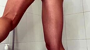 horny hottie masturbates in shower to crazy orgasm