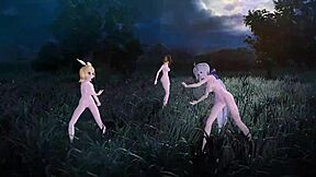 kagamine rin meiko and haku in knife project diva nude mod