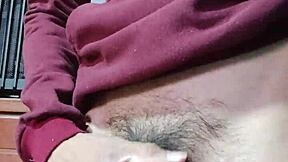 Young Latina amateur slaps her hard cock for a big cumshot solo