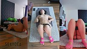 triple the pleasure watching beautiful milf sweat and shake ass in naked yoga