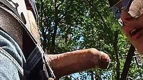 Real behind the scenes, amateurs capture outdoor deepthroat blowjob with monster cock leading to facial cumshot