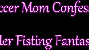 Soccer mom shares her fisting fantasy while bent over with dirty talk