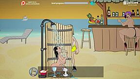 Fuckerman dominates at the beach with big tits and ass