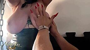 hardcore domination with handcuffs and nipple clamps