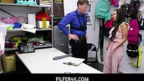 Shoplifter Keira Croft stripped naked by officer Jack Vegas