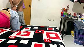 in public transport, a crossdressing amateur friend spreads his ass for a big cock fucking while farting.