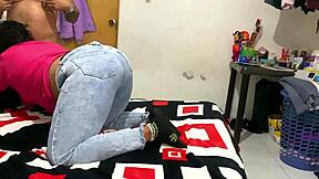 in public transport, a crossdressing amateur friend spreads his ass for a big cock fucking while farting.