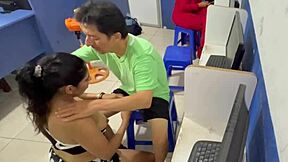 Mature exhibitionists rip clothes for wet muff diving in cyber sex.