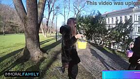 Katy and Mia, petite redheads, scream in orgasm during taboo egg hunt fucking