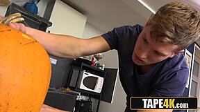 Gorgeous mature stepmom seduced and drilled by horny dude before halloween