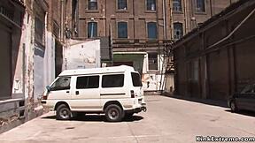 Blonde Bound In Latex, Teasing Outdoor Domination