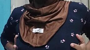 Beautiful Hijab Student Masturbates Solo with Toys at Home