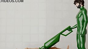 A guy narrates using a rotating machine on another in an intriguing scene.