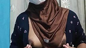 Beautiful Hijab Student Masturbates Solo with Toys at Home