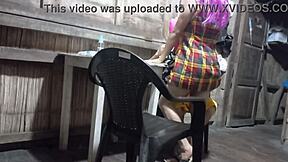 Stepmother hints to stepson, leading to surprising excitement in homemade video