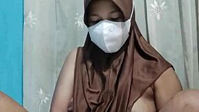 Beautiful Hijab Student Masturbates Solo with Toys at Home