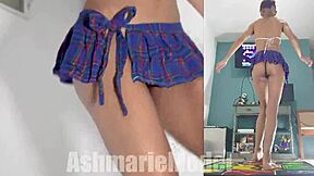 Latina dances braless upskirt no panties