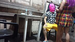 Stepmother hints to stepson, leading to surprising excitement in homemade video