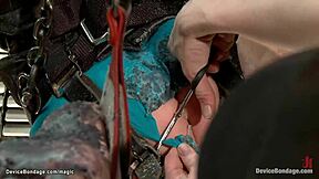 Blond Slave Shocked in Anal BDSM Suspension Bondage