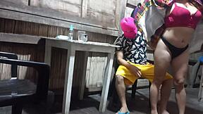 Stepmother hints to stepson, leading to surprising excitement in homemade video