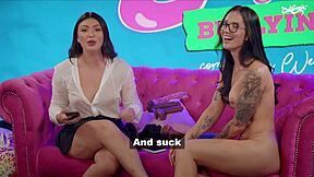 Hot brunette fucks young tattooed girl