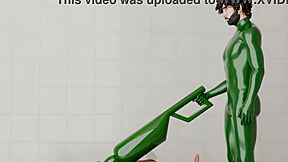 A guy narrates using a rotating machine on another in an intriguing scene.