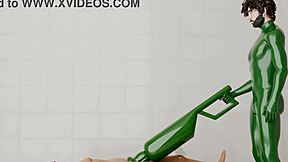 A guy narrates using a rotating machine on another in an intriguing scene.