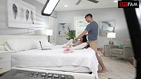 stepbro catches stepsister being a cam slut during stream.